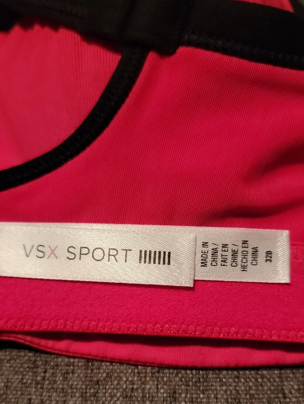 Victoria's Secret VSX Angel Underwire Sports Bra 32D Neon Red W/ Black Trim 2013